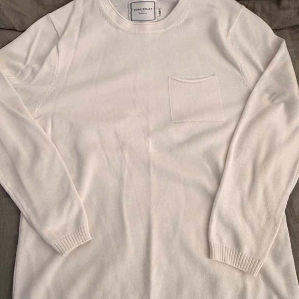 Long Wharf Supply Co Lightweight Beach Sweater White Medium